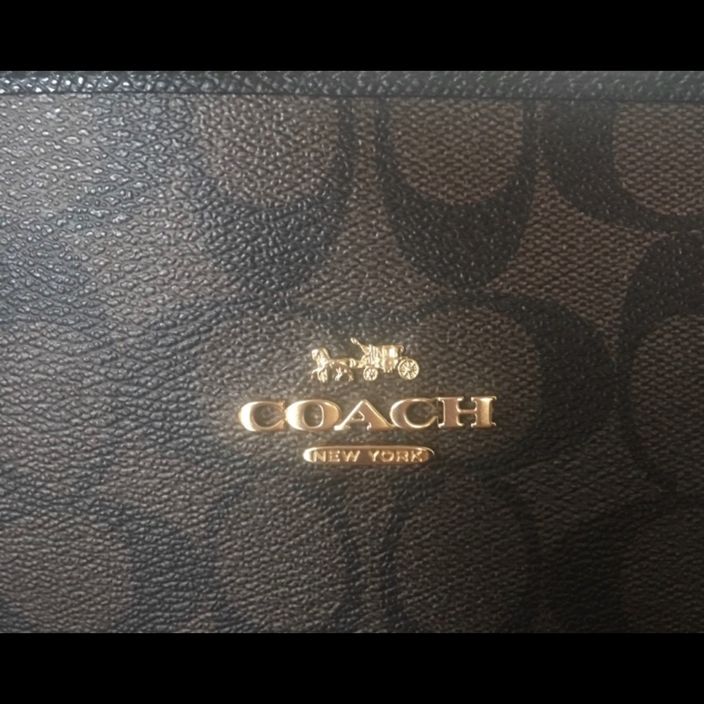 New Coach Reversible City Tote In Signature Brown Black